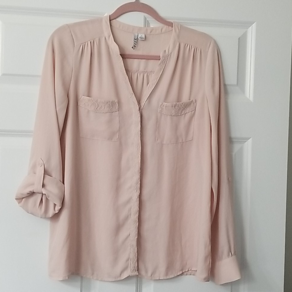 Elle blush lace embellished blouse